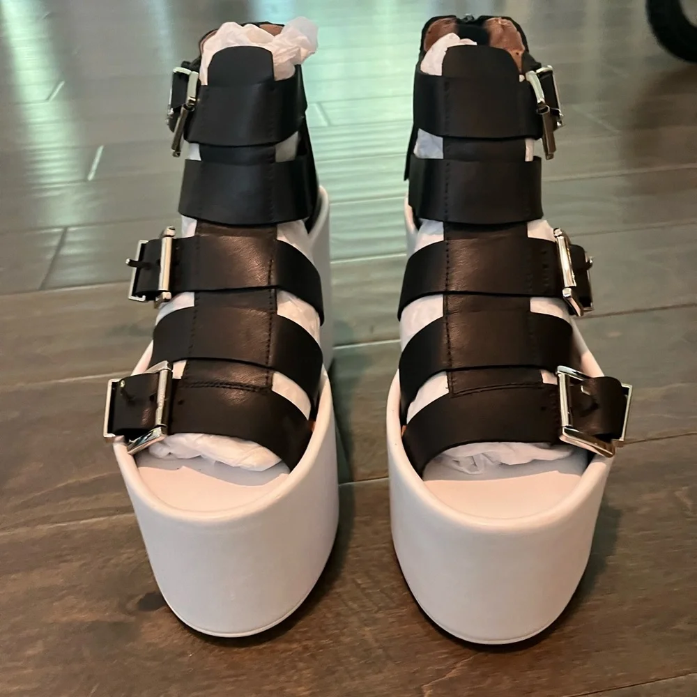 Jeffrey Campbell Black and White Platform Sandals - Picture 2 of 8